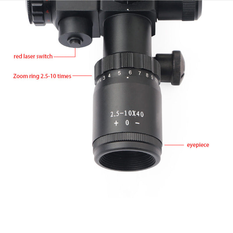 Tgtsoptic™  2.5-10X40E Red Laser Integrated Optical Sniper Scope