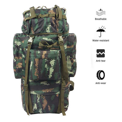 65L large capacity army military backpack travel backpack Oxford With Rain Cover for running climbing skiing