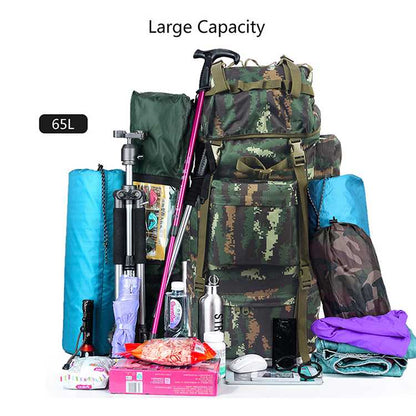 65L large capacity army military backpack travel backpack Oxford With Rain Cover for running climbing skiing