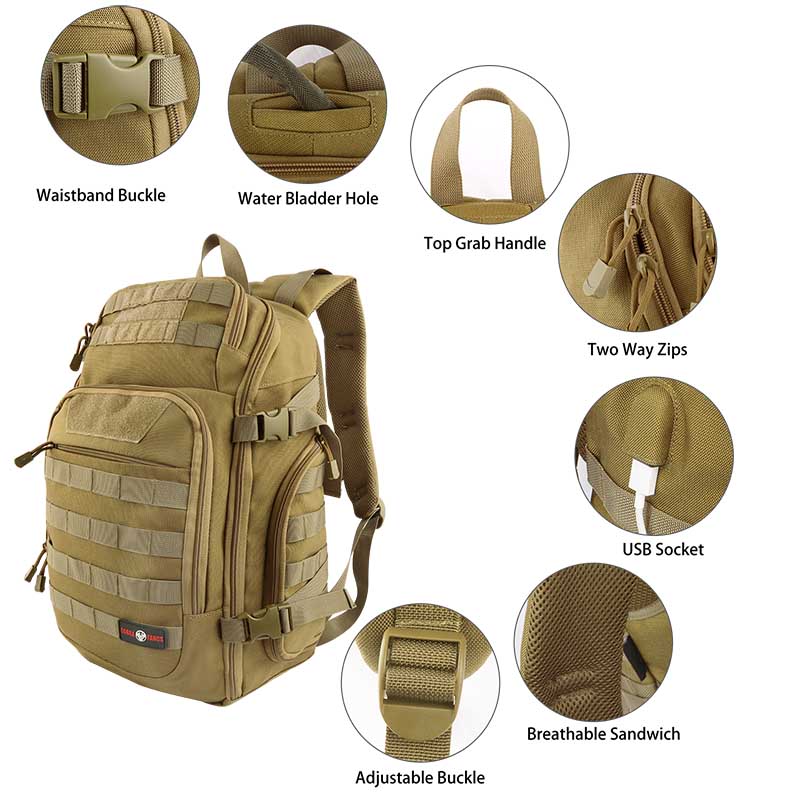 40L Tactical MOLLE Military Backpack