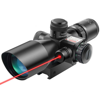 2.5-10X40ER ILLUMINATED RIFLESCOPE WITH RED LASER SCOPE HUNTING SCOPE - OPTICREV