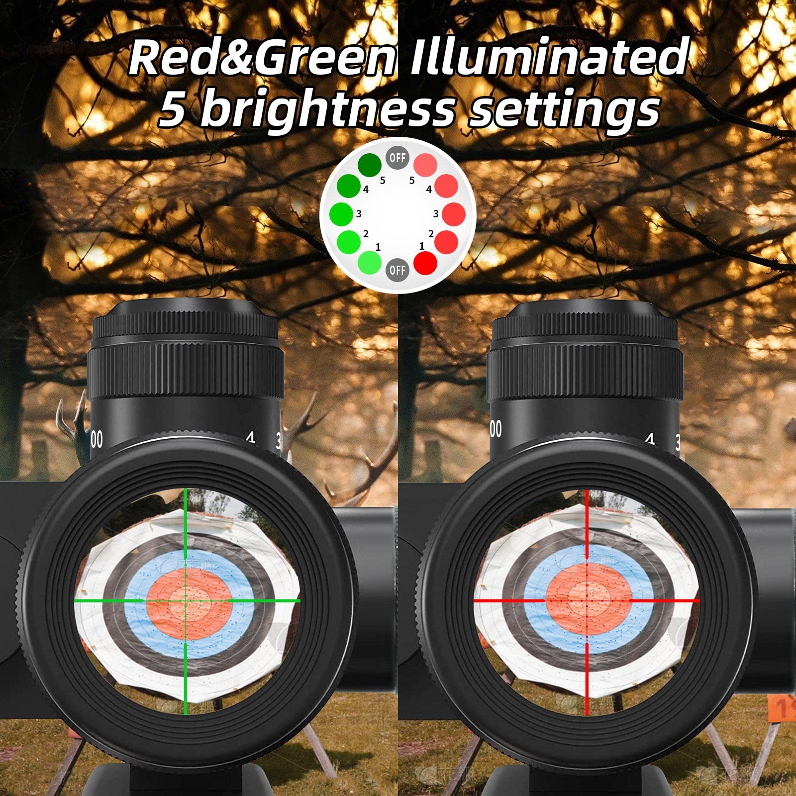 2.5-10X40ER ILLUMINATED RIFLESCOPE WITH RED LASER SCOPE HUNTING SCOPE - OPTICREV