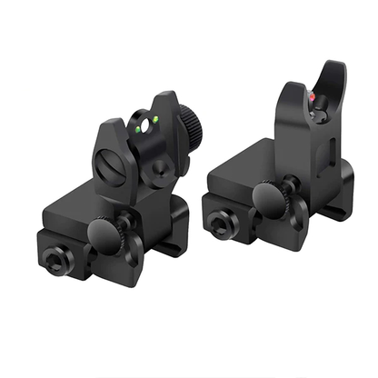 IS1 Tactical Fiber Optics Low Profile Flip up Iron Sight with Front Red Dot Sight and Rear Green Dot Sight