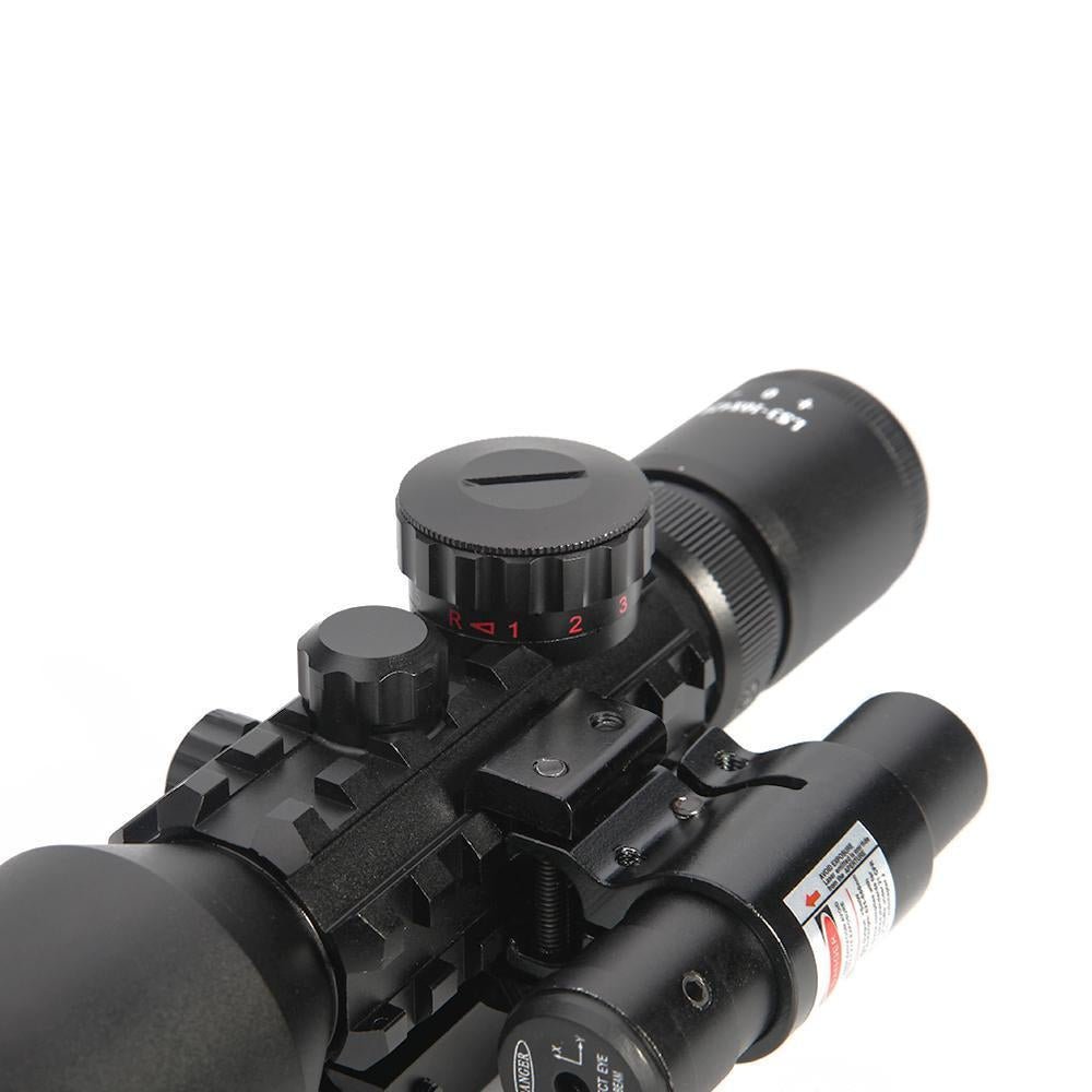 3-10X42E M9 HOLOGRAPHIC SIGHT SCOPE WIDE-FIELD RIFLESCOPE WITH RED LASER AND HERRING BONE STRUTTING - OPTICREV