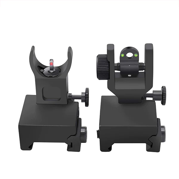 IS1 Tactical Fiber Optics Low Profile Flip up Iron Sight with Front Red Dot Sight and Rear Green Dot Sight